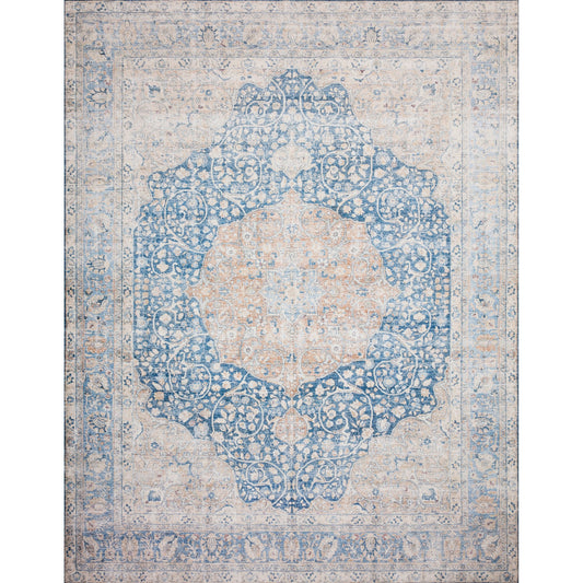 Layla LAY-07 Rug by Loloi II in blue, tangerine. Made from 100% polyester in a cottage & farmhouse style.