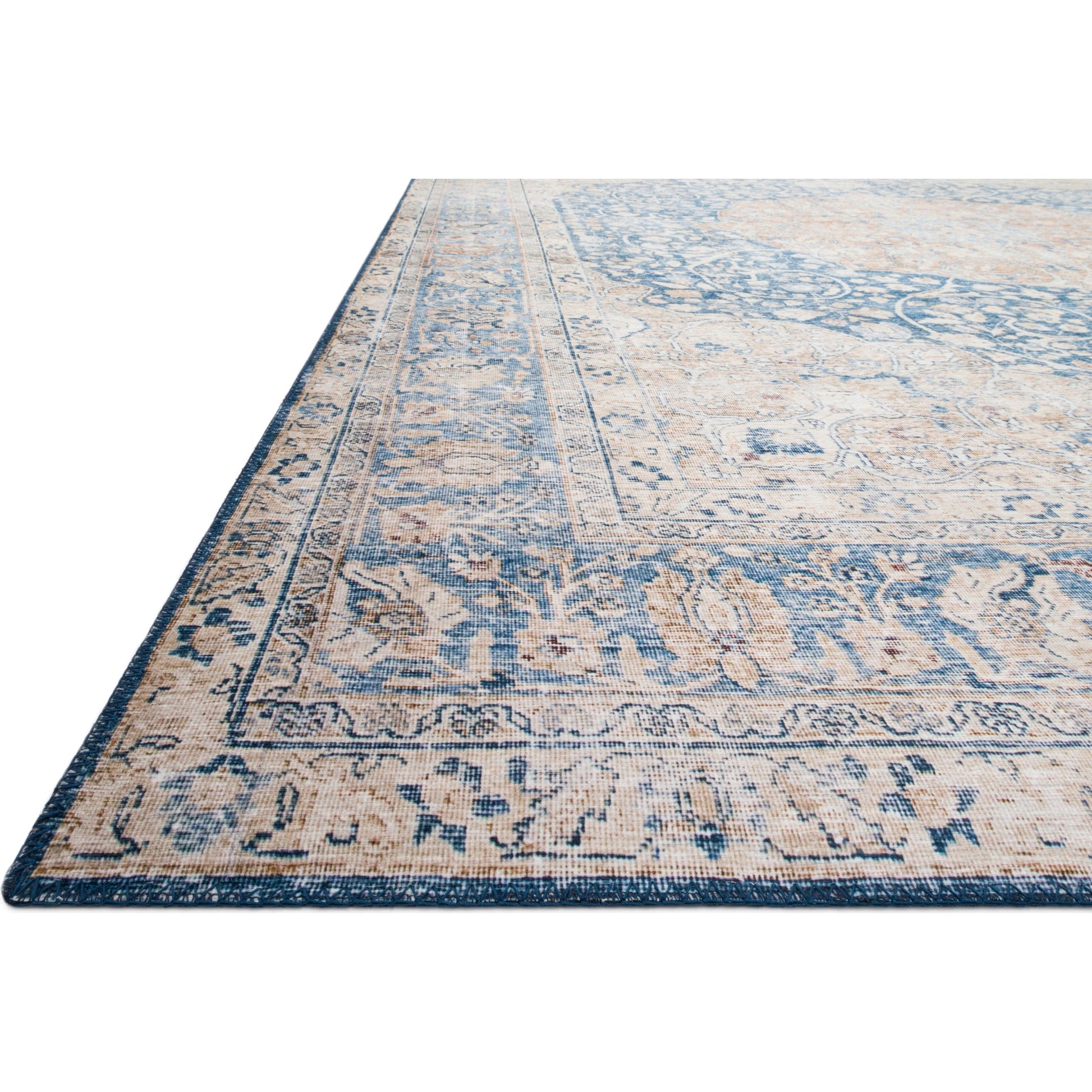 Layla LAY-07 Rug by Loloi in blue, tangerine. Made from 100% polyester in a cottage & farmhouse style.