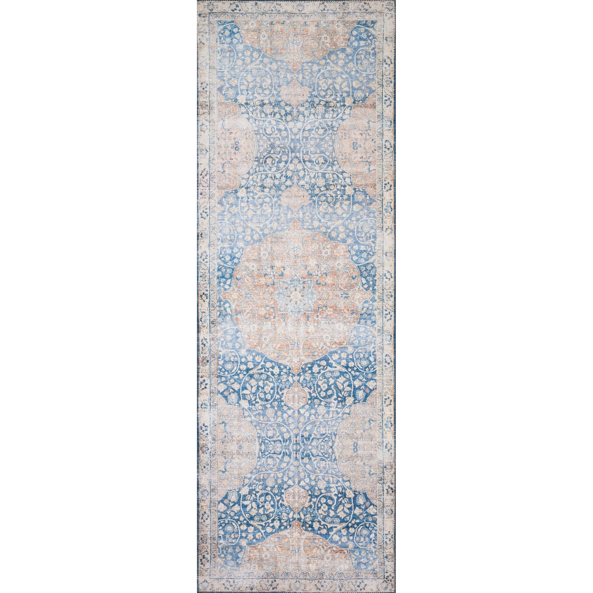 Layla LAY-07 Rug by Loloi in blue, tangerine. Made from 100% polyester in a cottage & farmhouse style.