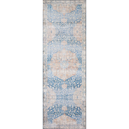 Layla LAY-07 Rug by Loloi in blue, tangerine. Made from 100% polyester in a cottage & farmhouse style.