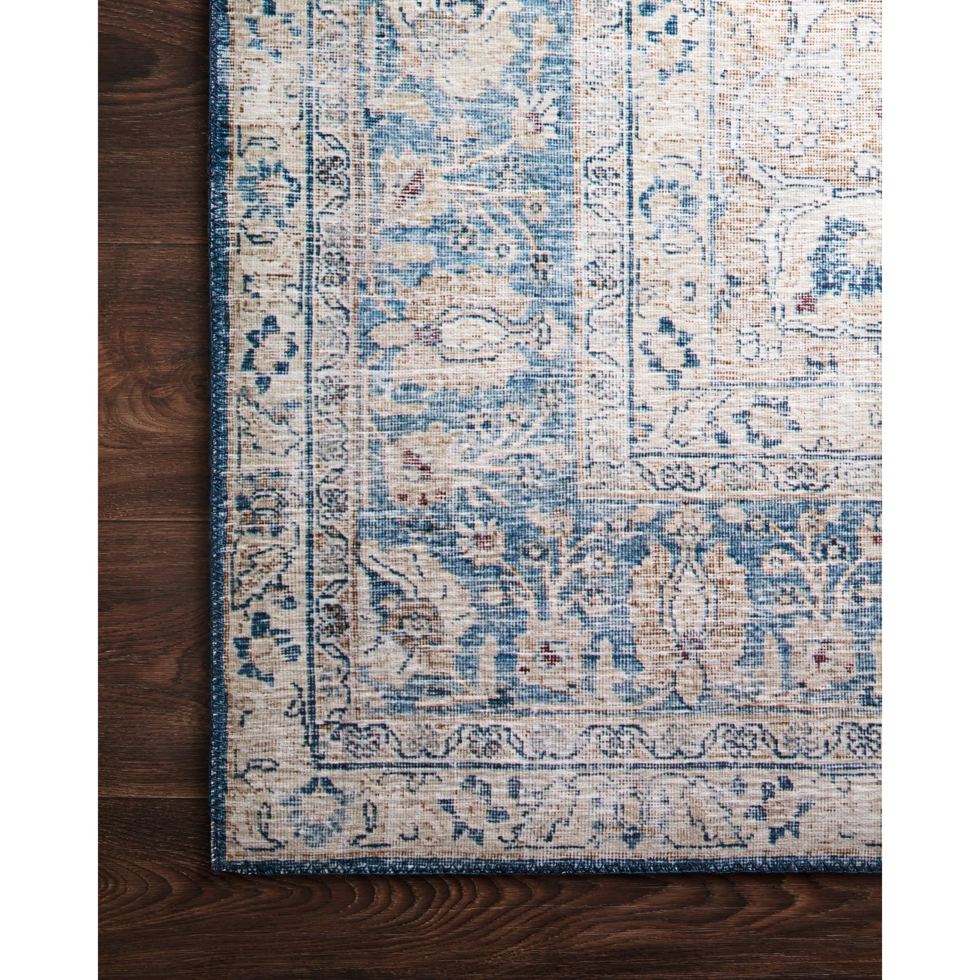 Layla LAY-07 Rug by Loloi in blue, tangerine. Made from 100% polyester in a cottage & farmhouse style.