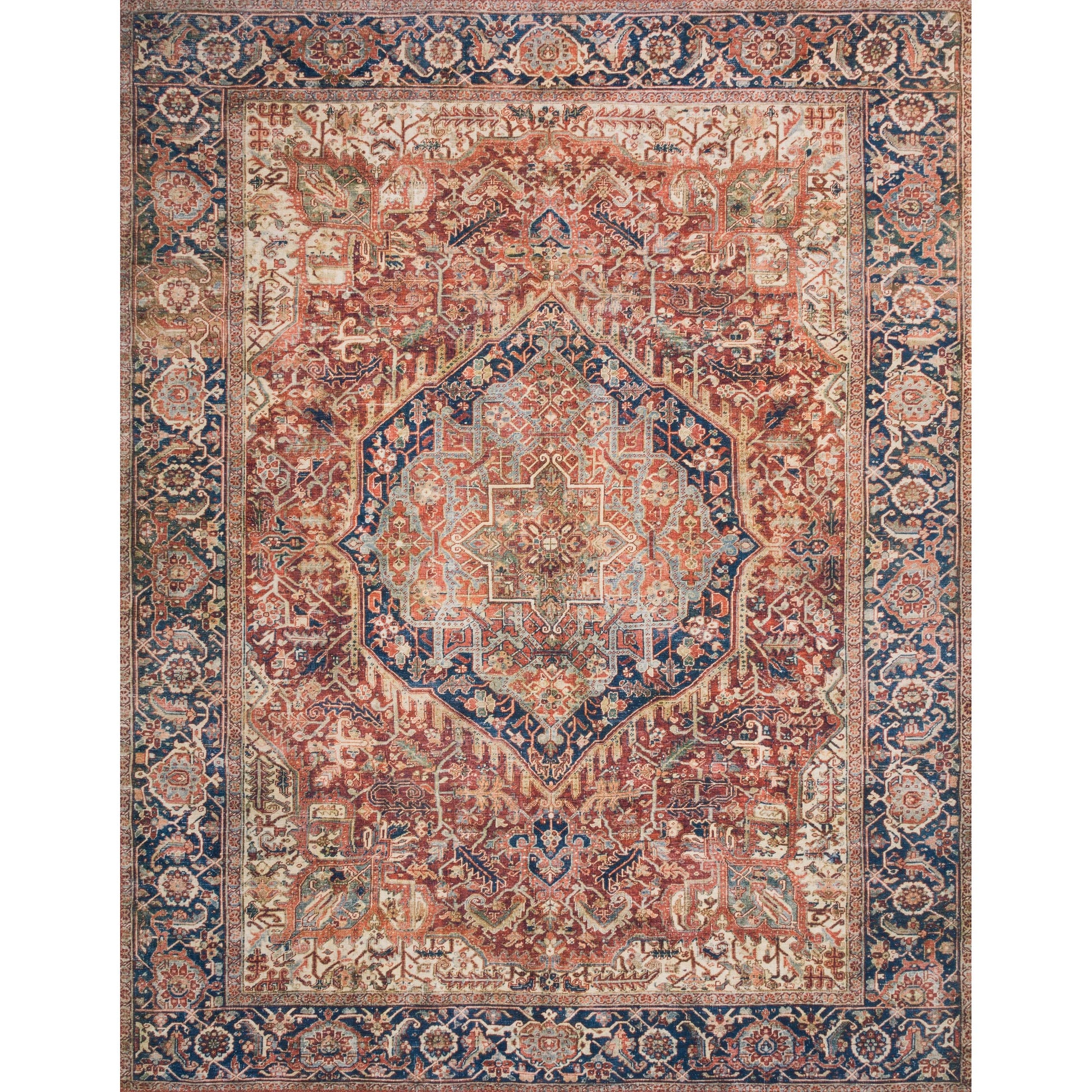 Layla LAY-08 Rug by Loloi in red, navy. Made from 100% polyester in a traditional style.
