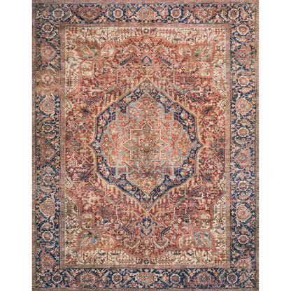 Layla LAY-08 Rug by Loloi in red, navy. Made from 100% polyester in a traditional style.