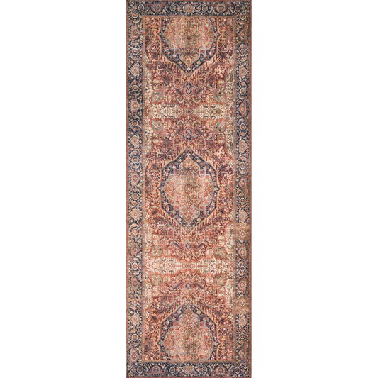 Layla LAY-08 Rug by Loloi in red, navy. Made from 100% polyester in a traditional style.