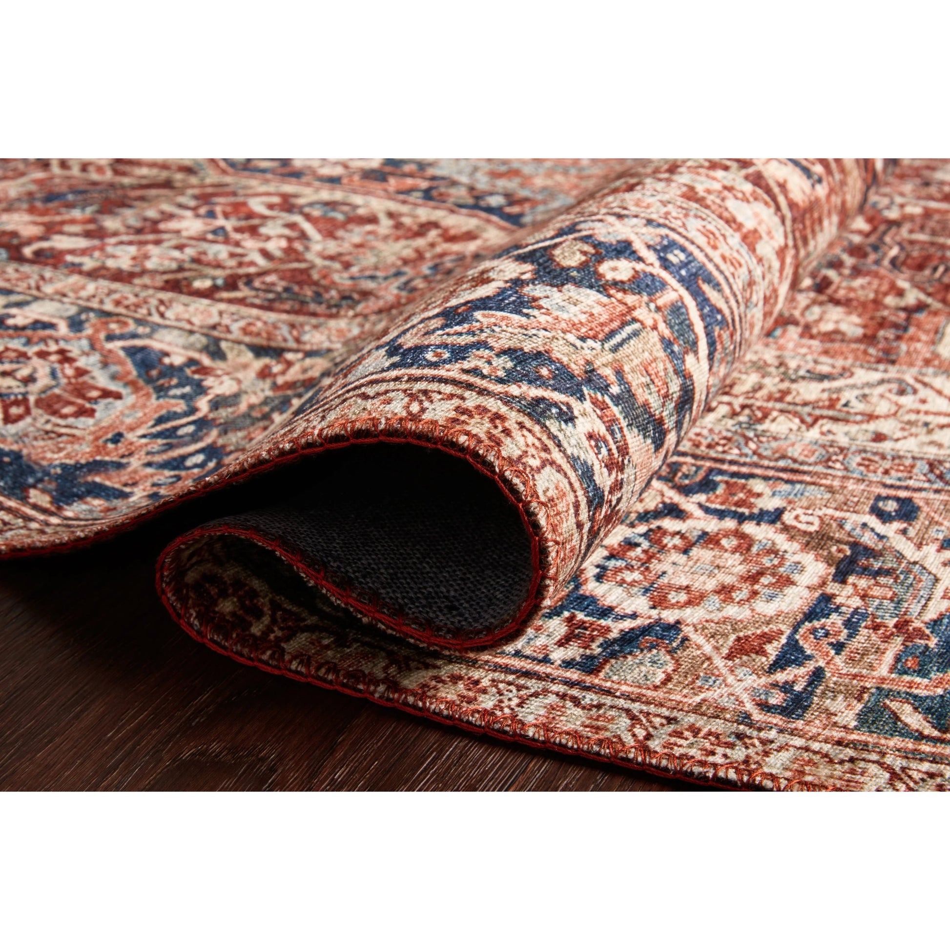 Layla LAY-08 Rug by Loloi in red, navy. Made from 100% polyester in a traditional style.