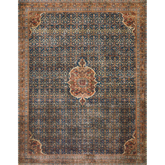 Layla LAY-09 Rug by Loloi II in cobalt blue, spice. Made from 100% polyester in a traditional style.
