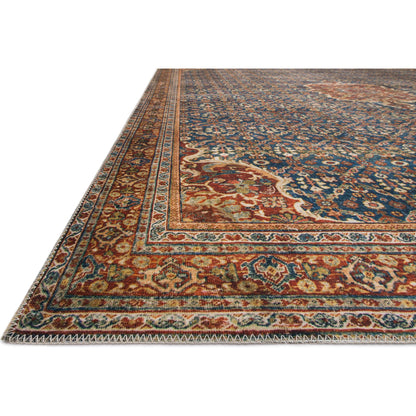 Layla LAY-09 Rug by Loloi in cobalt blue, spice. Made from 100% polyester in a traditional style.
