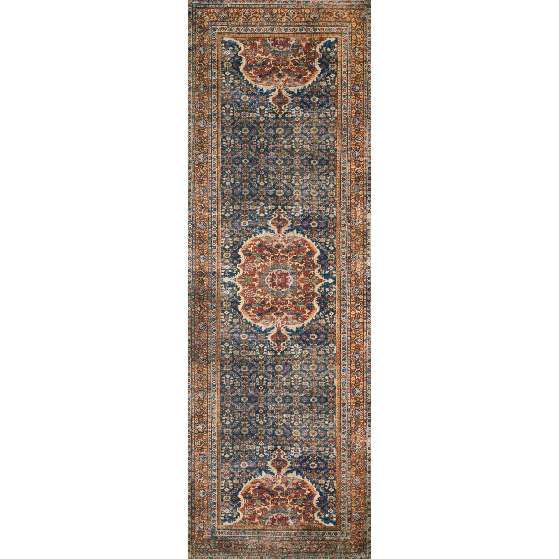 Layla LAY-09 Rug by Loloi in cobalt blue, spice. Made from 100% polyester in a traditional style.