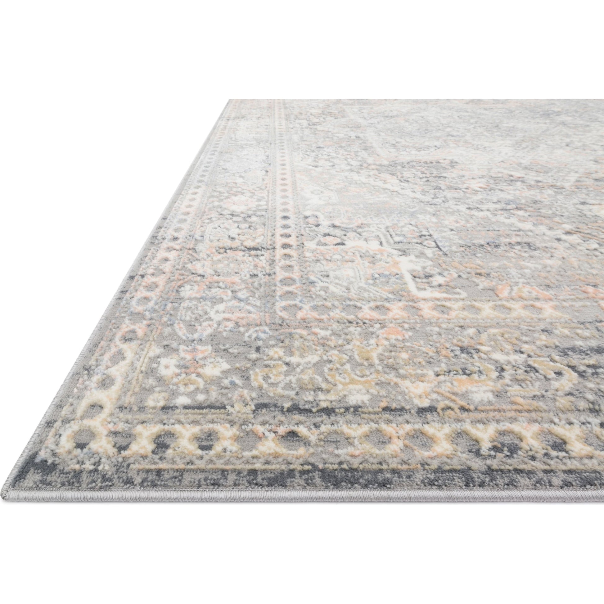 Lucia LUC-01 Rug by Loloi II in gray, sunset. Made from polypropylene, polyester in a traditional style.