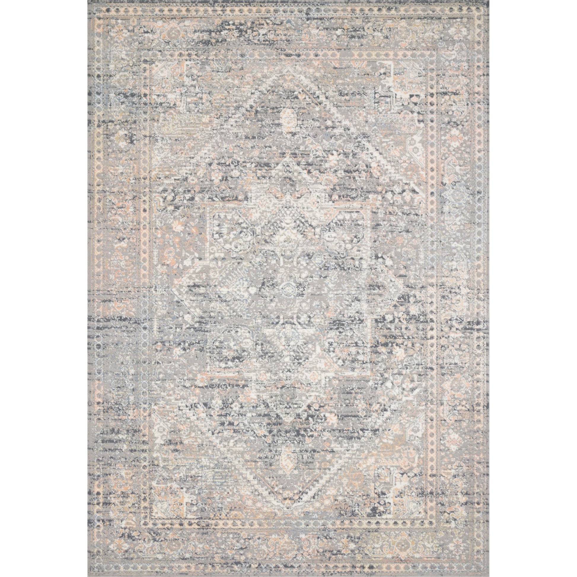 Lucia LUC-01 Rug by Loloi II in gray, sunset. Made from polypropylene, polyester in a traditional style.