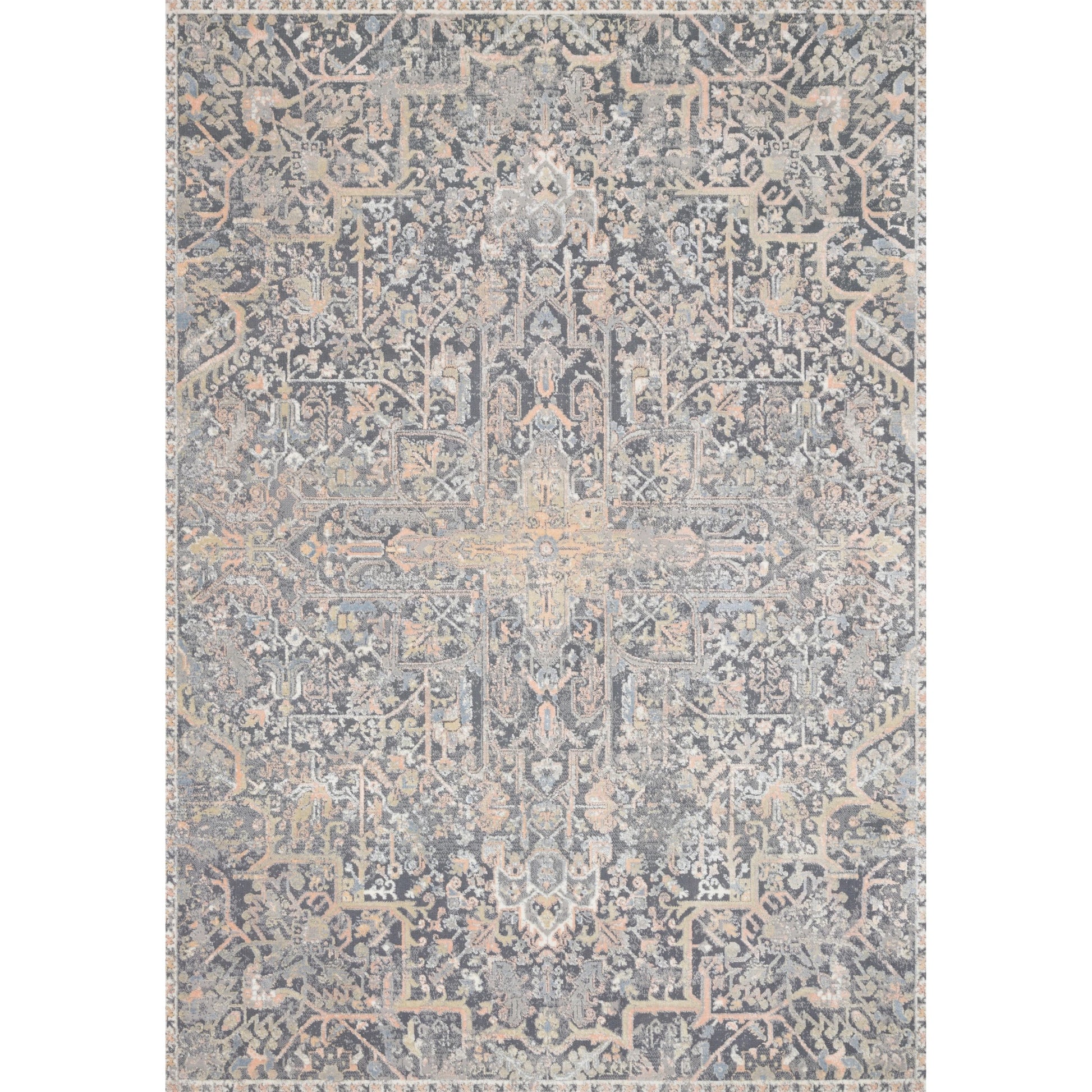 Lucia LUC-02 Rug by Loloi II in charcoal, multi. Made from polypropylene, polyester in a traditional styl