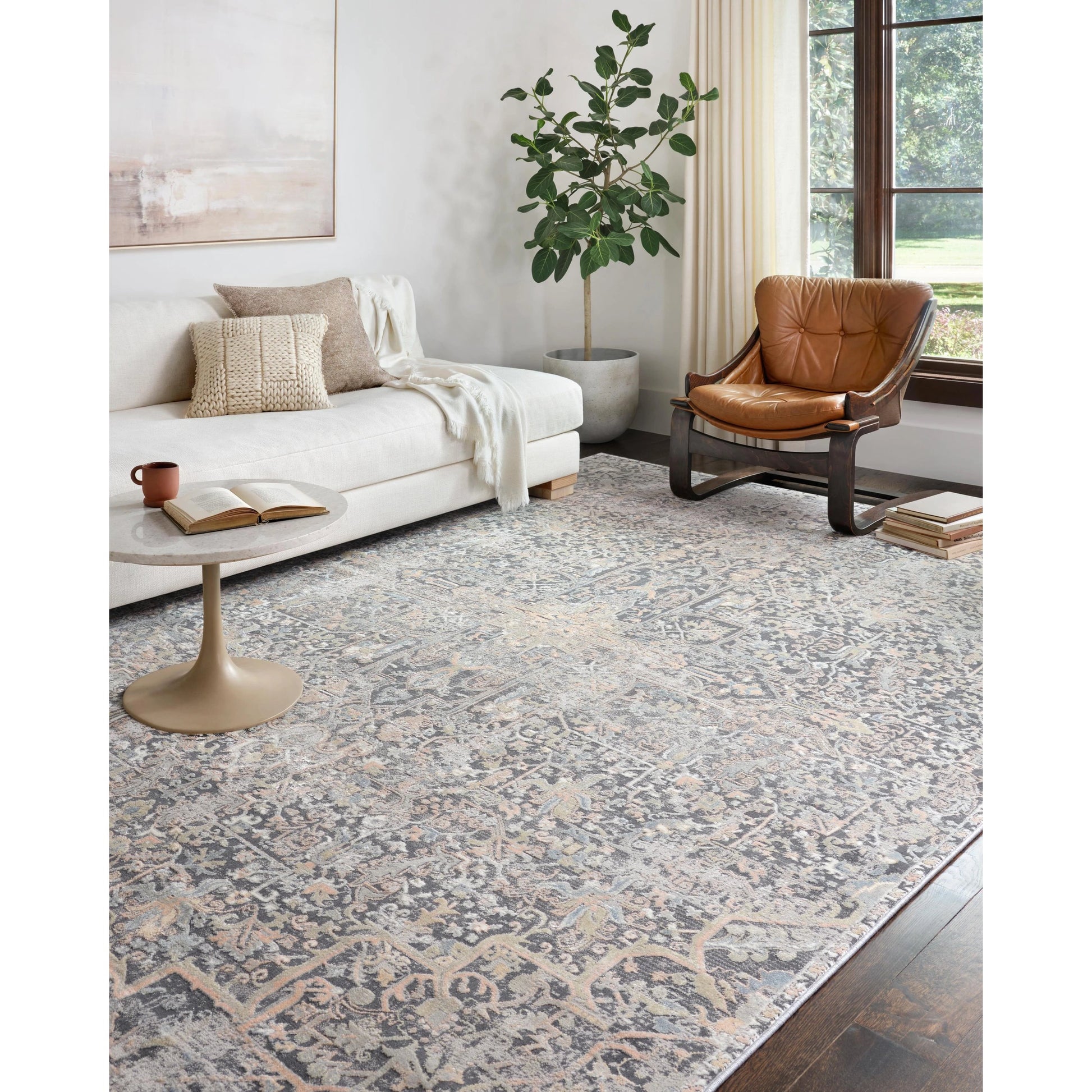 Lucia LUC-02 Rug by Loloi II in charcoal, multi. Made from polypropylene, polyester in a traditional style.