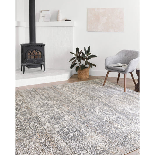 Lucia LUC-03 Rug by Loloi II in steel, ivory. Made from polypropylene, polyester in a traditional style.