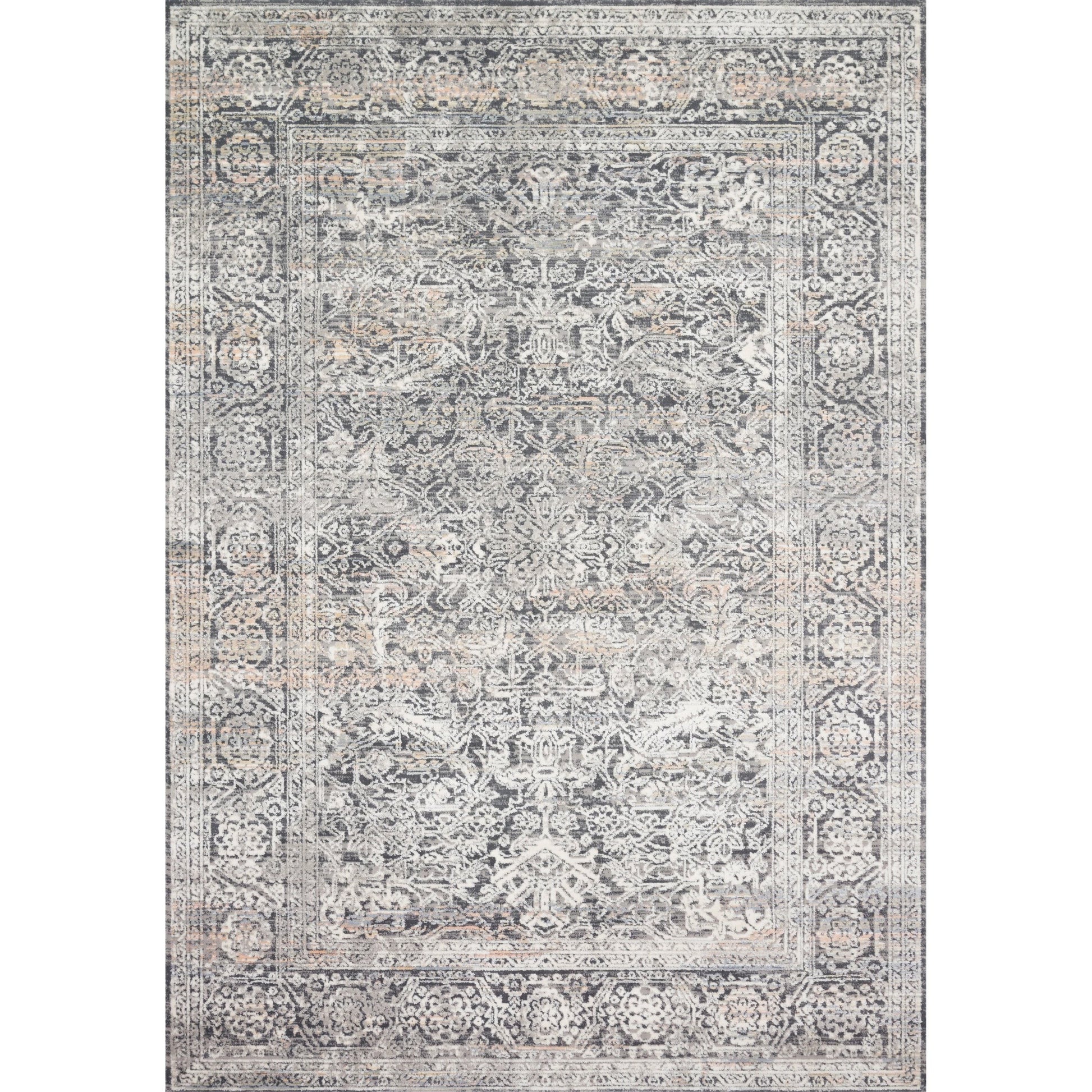 Lucia LUC-03 Rug by Loloi II in steel, ivory. Made from polypropylene, polyester in a traditional style.