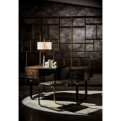0037 Dining Chair by Noir in metal, leather. Made from metal, leather in a transitional style.