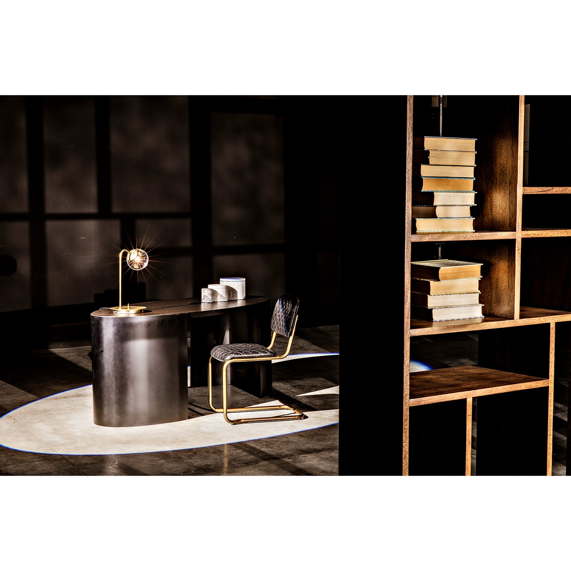 0037 Dining Chair by Noir in metal, leather. Made from metal, leather in a transitional style.