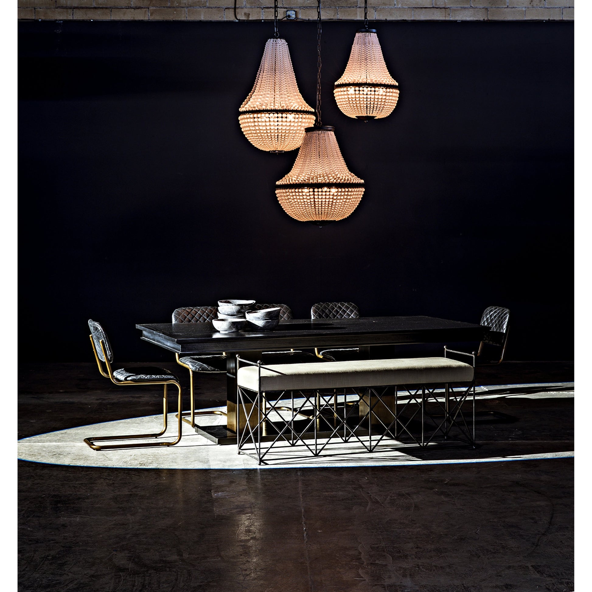 0037 Dining Chair by Noir in metal, leather. Made from metal, leather in a transitional style.