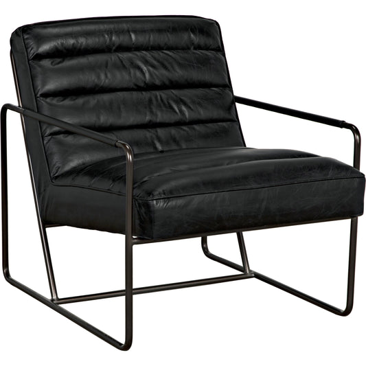 Demeter Chair by Noir in metal and black leather. Made from metal and leather in a modern style.