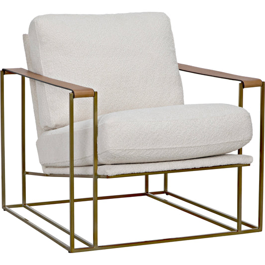Oryan Chair by Noir in brass. Made from industrial steel, leather, and polyester in a modern style.