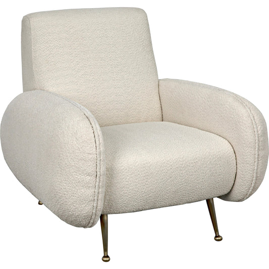 Hera Chair by Noir in antique brass, off white. Made from metal and polyester in a modern style.
