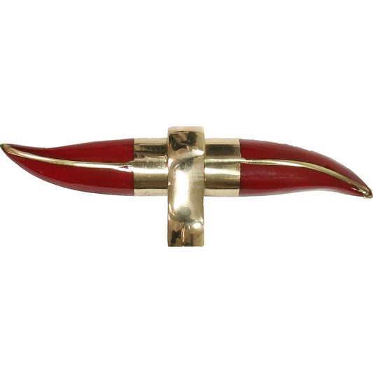 Lenny Horn Shape Handle by Worlds Away in red and red. Made from resin, metal in a eclectic & global style.