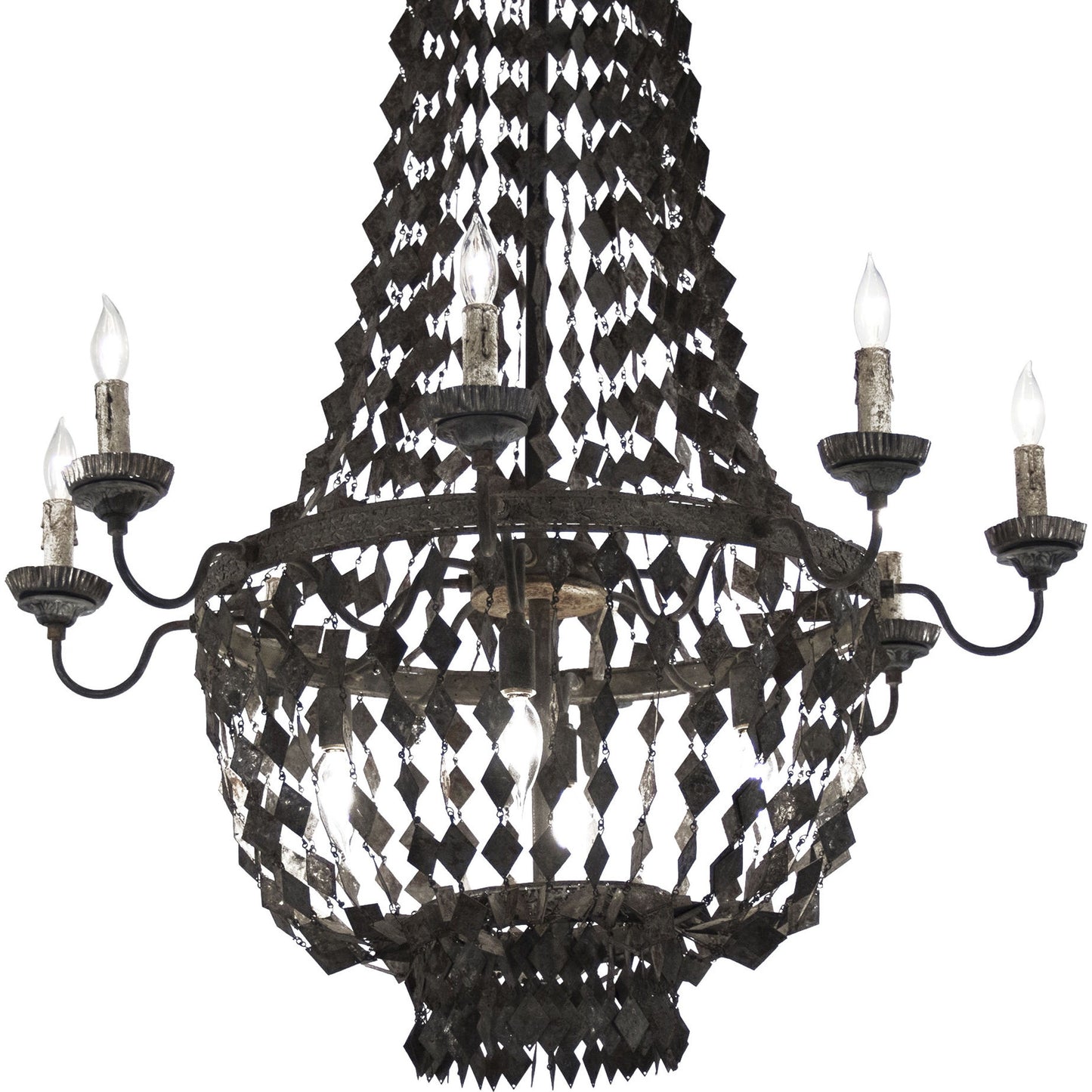 000 S-337970 | Additional Silo | Nicia Chandelier by Zentique in rustic dark gray and iron. Made from iron in a transitional style.