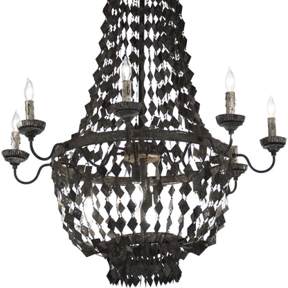 Nicia Chandelier by Zentique in rustic dark gray and iron. Made from iron in a transitional style.