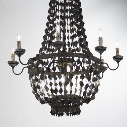 Nicia Chandelier by Zentique in rustic dark gray and iron. Made from iron in a transitional style.