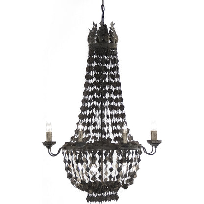 Nicia Chandelier by Zentique in rustic dark gray and iron. Made from iron in a transitional style.