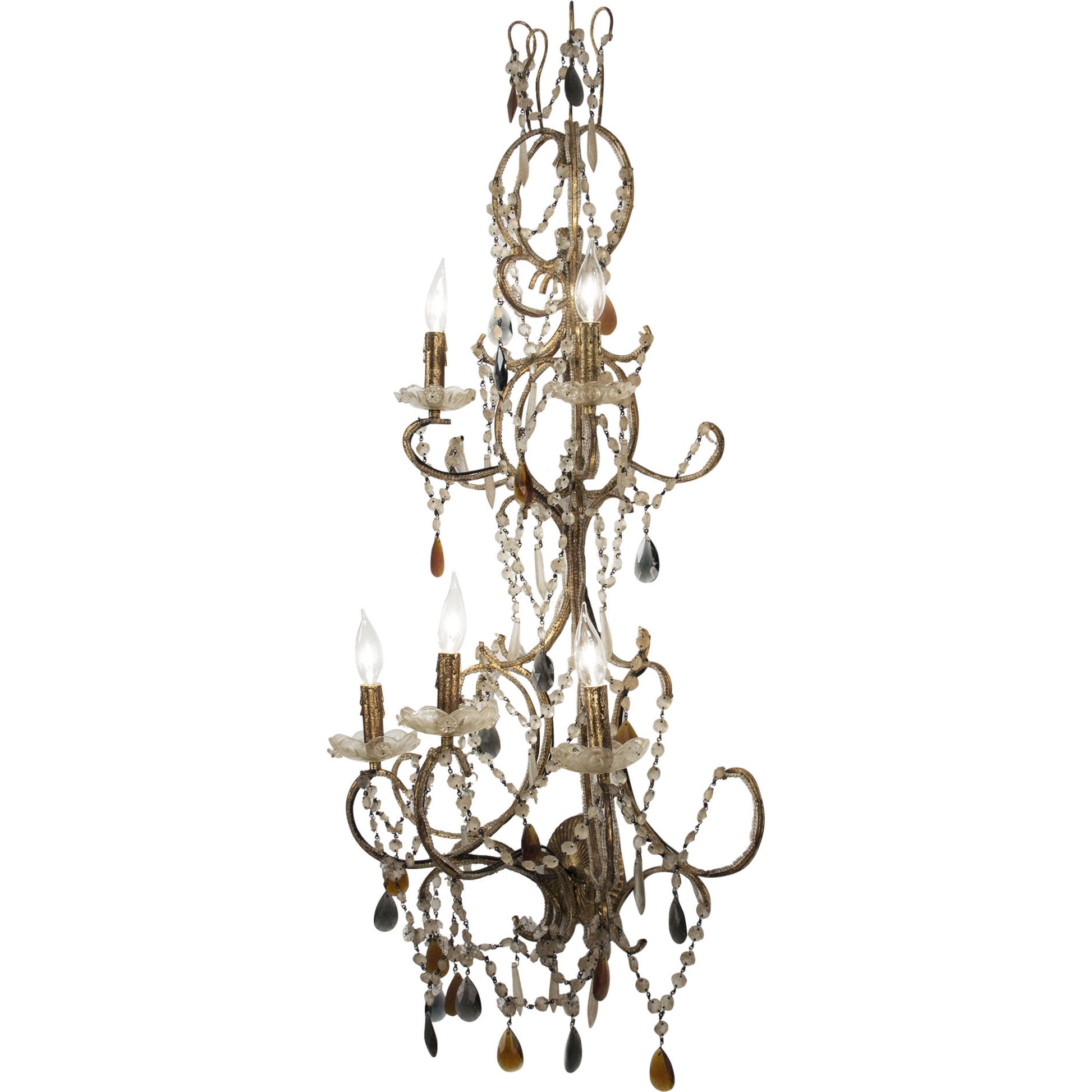 Sara Wall Sconce by Zentique in gold and crystal, iron. Made from crystal, iron in a traditional style.