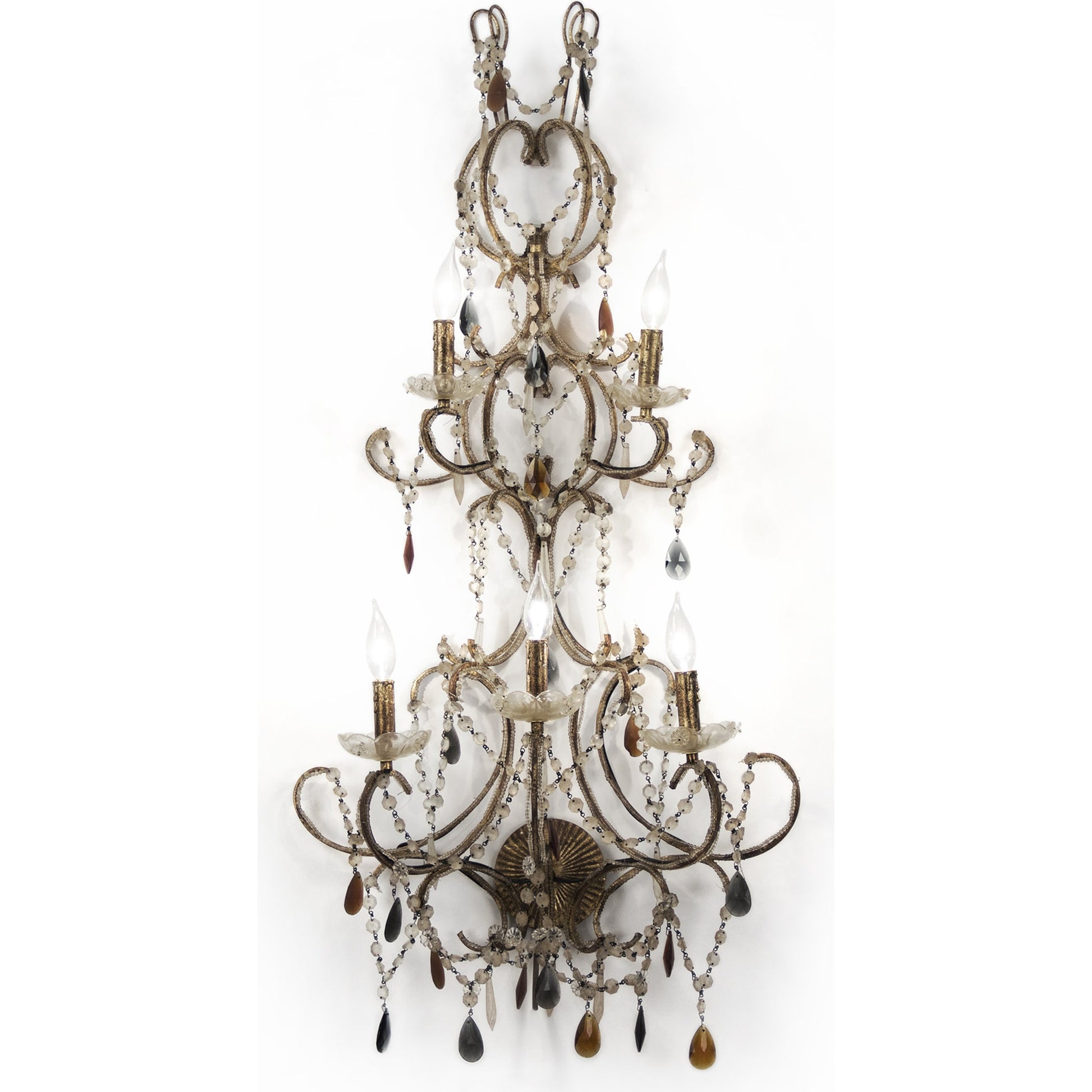 Sara Wall Sconce by Zentique in gold and crystal, iron. Made from crystal, iron in a traditional style.