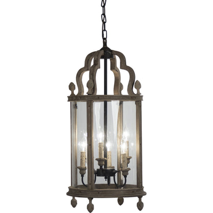 Adan Hanging Light by Zentique in distressed and elm. Made from elm in a traditional style.