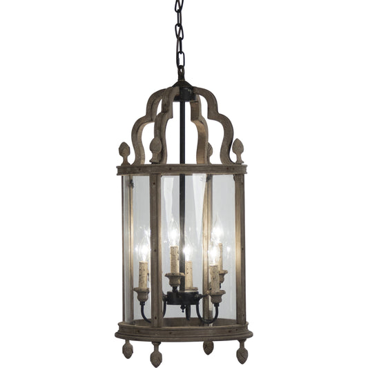 Adan Hanging Light by Zentique in distressed and elm. Made from elm in a traditional style.