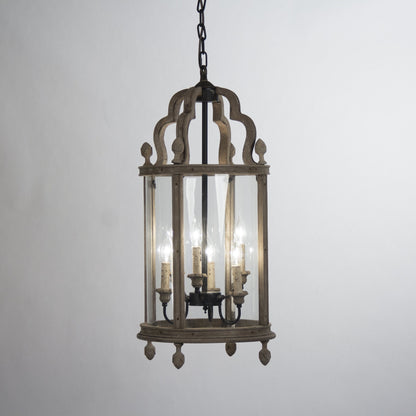Adan Hanging Light by Zentique in distressed and elm. Made from elm in a traditional style.