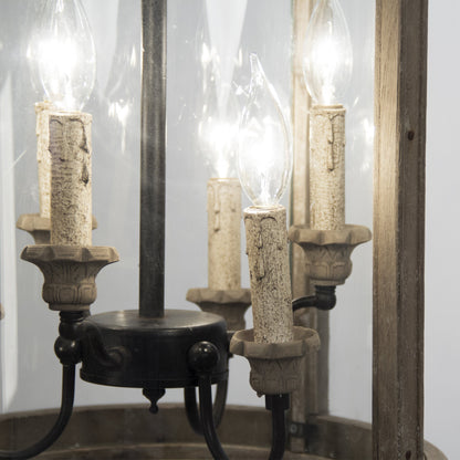 Adan Hanging Light by Zentique in distressed and elm. Made from elm in a traditional style.