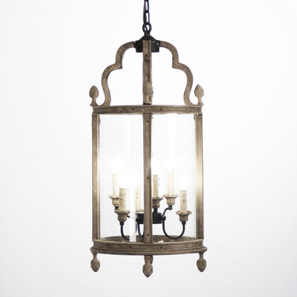 Adan Hanging Light by Zentique in distressed and elm. Made from elm in a traditional style.
