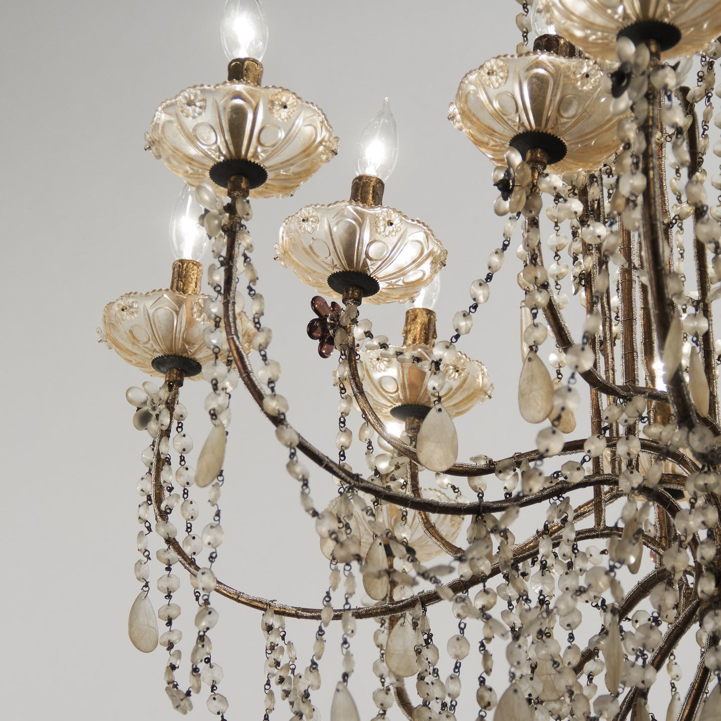 003 S-337527 | Closeup | Lazzaro Chandelier by Zentique in gold and crystal, iron. Made from crystal, iron in a traditional style.