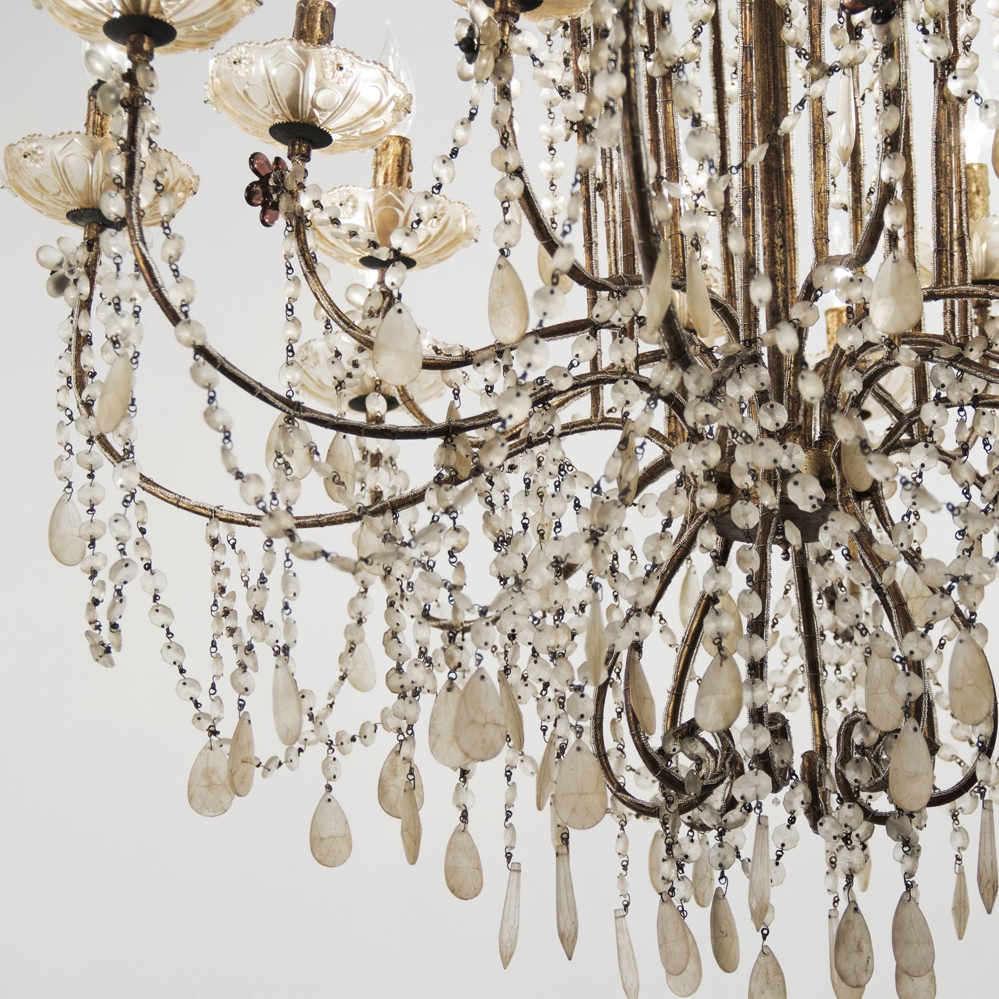 Lazzaro Chandelier by Zentique in gold and crystal, iron. Made from crystal, iron in a traditional style.