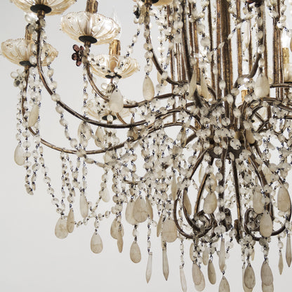 Lazzaro Chandelier by Zentique in gold and crystal, iron. Made from crystal, iron in a traditional style.