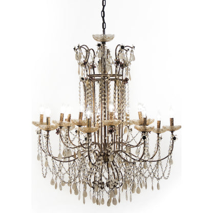 Lazzaro Chandelier by Zentique in gold and crystal, iron. Made from crystal, iron in a traditional style.