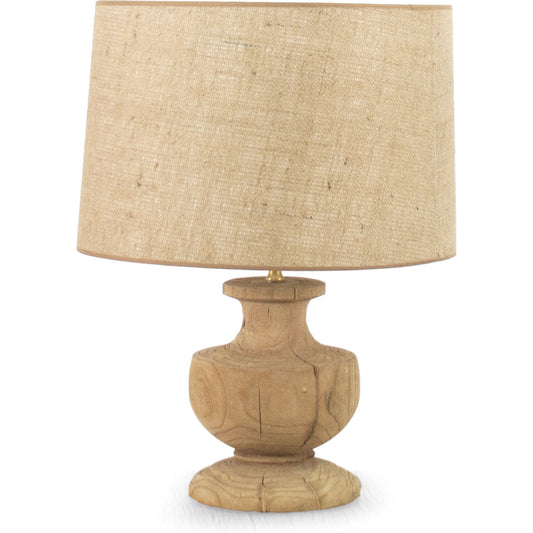 Hudson Lamp by Zentique in burlap shade and elm. Made from elm in a cottage & farmhouse style.