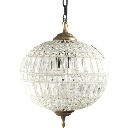 Dawn Hanging Light by Zentique in distressed gold and crystal, copper. Made from crystal, copper in a cottage & farmhouse style.