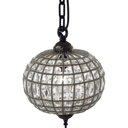 Dawn Hanging Light by Zentique in distressed gold and crystal, copper. Made from crystal, copper in a cottage & farmhouse style.