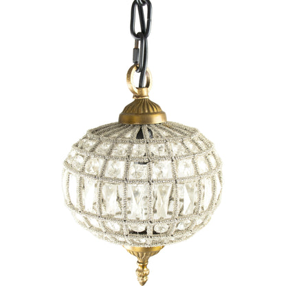 Dawn Hanging Light by Zentique in distressed gold and crystal, copper. Made from crystal, copper in a cottage & farmhouse style.