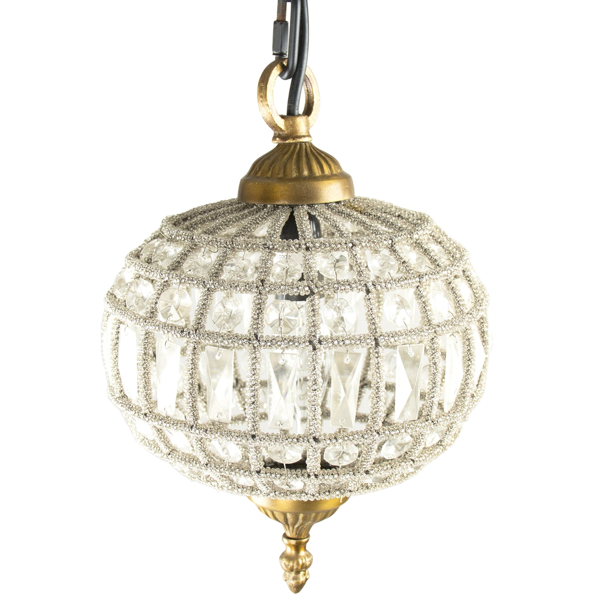 Dawn Hanging Light by Zentique in distressed gold and crystal, copper. Made from crystal, copper in a cottage & farmhouse style.