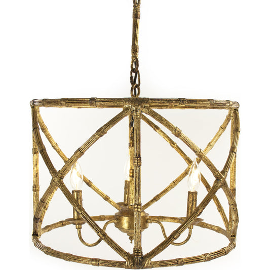 Filicia Hanging Light by Zentique in gold leaf and iron, copper. Made from iron, copper in a transitional style.