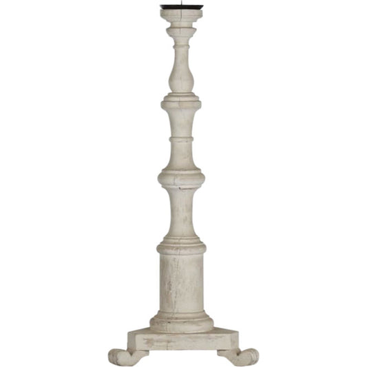 Laura Candle Stick by Zentique in distressed off-white and birch. Made from birch in a cottage & farmhouse style.