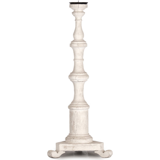 Laura Candle Stick by Zentique in distressed off-white and birch. Made from birch in a cottage & farmhouse style.