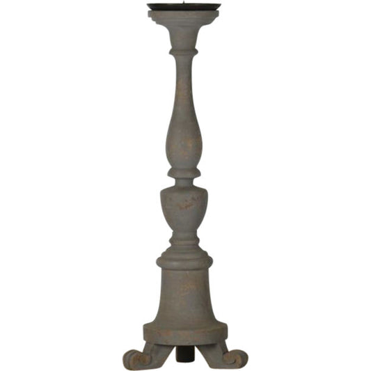 Lisa Candle Stick by Zentique in distressed moss gray and birch. Made from birch in a cottage & farmhouse style.