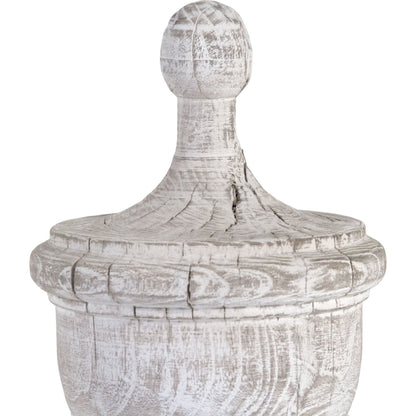 Amora Urn by Zentique in distressed off-white and elm. Made from elm in a cottage & farmhouse style.
